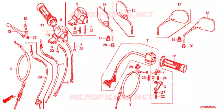 LEVIER DE GUIDON - CABLE - COMMODO Honda MOTO 100 C100 2005  C1004_MA