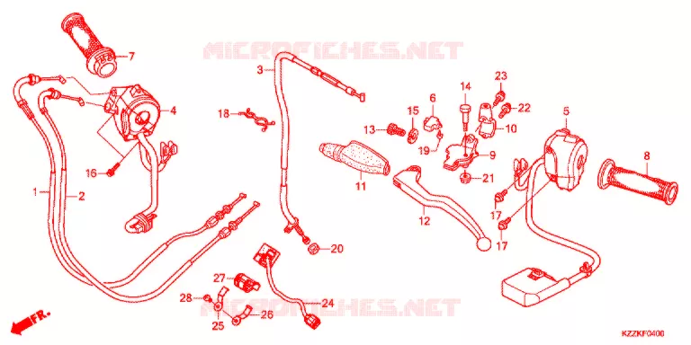 LEVIER DE GUIDON - CABLE - COMMODO Honda MOTO 250 CRF 2017  CRF250RDAH