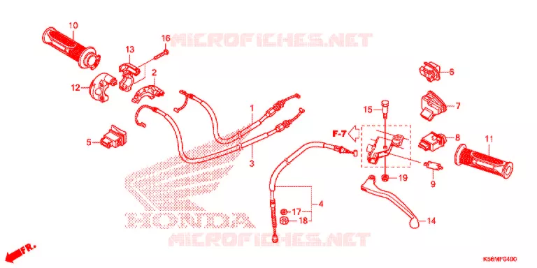 LEVIER DE GUIDON - CABLE - COMMODO Honda MOTO 150 RS 2017  FS150FH