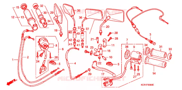 LEVIER DE GUIDON - CABLE - COMMODO Honda MOTO 250 MAGNA 2006  VT250C5