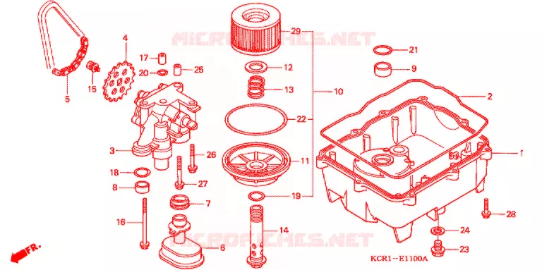 FILTRE A HUILE - CARTER D'HUILE - POMPE A HUILE Honda MOTO 250 MAGNA 1995  VT250CR