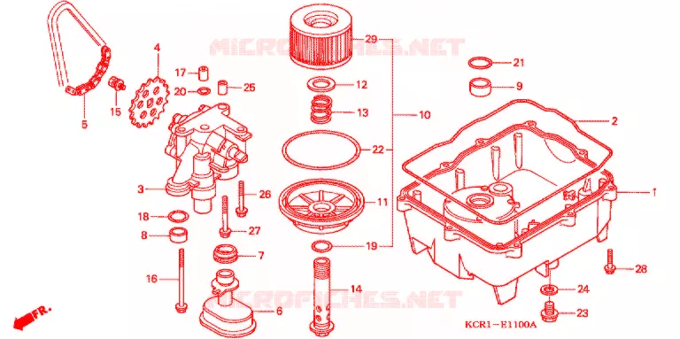 FILTRE A HUILE - CARTER D'HUILE - POMPE A HUILE Honda MOTO 250 MAGNA 1999  VT250CX