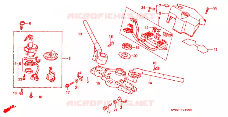 GUIDON - TE DE FOURCHE Honda MOTO 250 VT 1989  VT250FJ