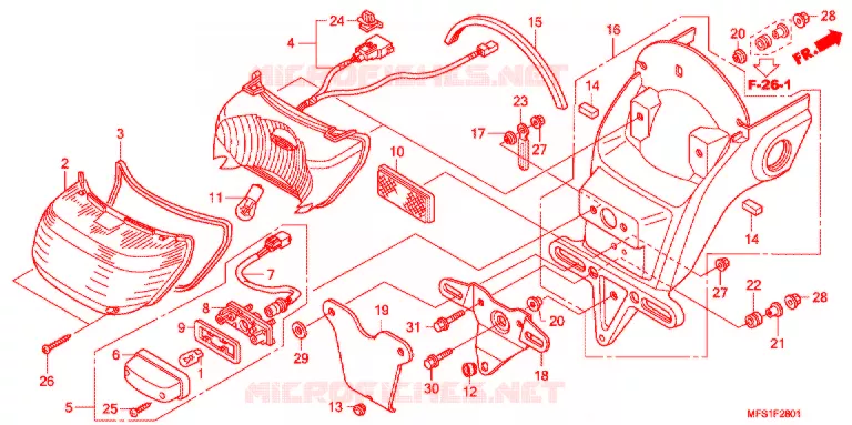 FEU ARRIERE (VT400C2/C2F) Honda MOTO 400 SHADOW 2012  VT400C29