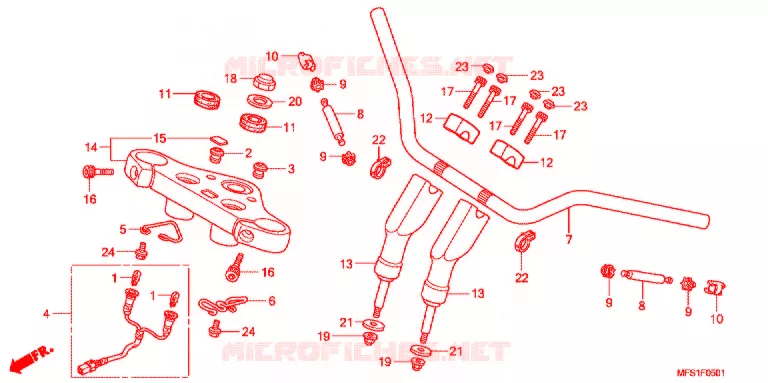 GUIDON - TE DE FOURCHE (VT400C2/C2F) Honda MOTO 400 SHADOW 2009  VT400C29