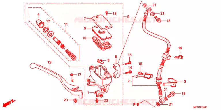 MAITRE CYLINDRE DE FREIN AVANT (VT400C2/C2F) Honda MOTO 400 SHADOW 2012  VT400C29