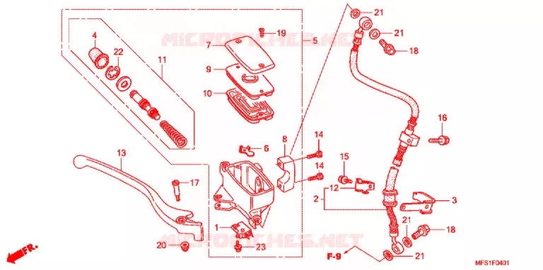 MAITRE CYLINDRE DE FREIN AVANT (VT400C2/C2F) Honda MOTO 400 SHADOW 2013  VT400C2F9