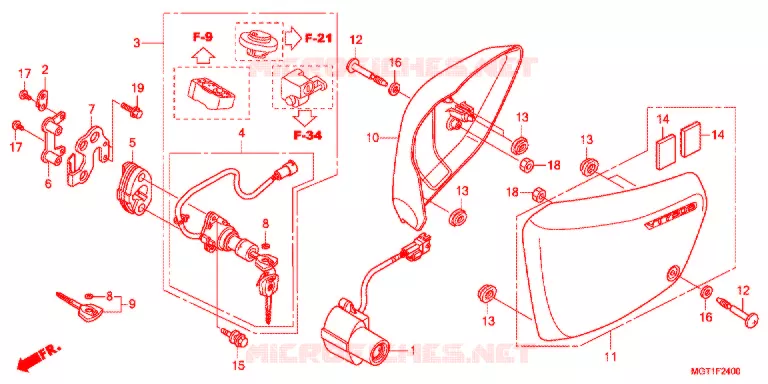COUVERCLES LATERAUX Honda MOTO 400 VT 2011  VT400SB
