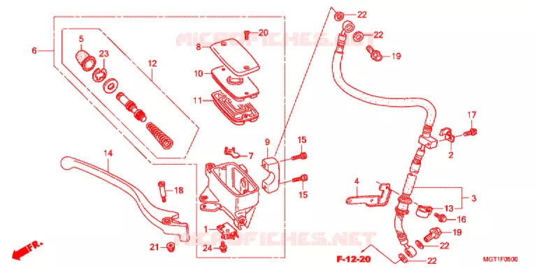 MAITRE CYLINDRE DE FREIN AVANT Honda MOTO 400 VT 2014  VT400SB