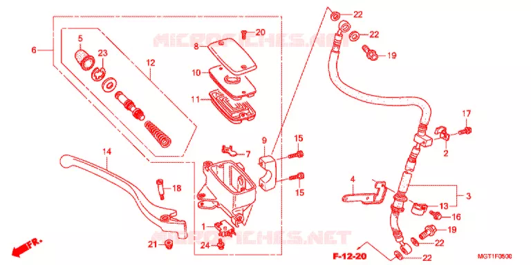 MAITRE CYLINDRE DE FREIN AVANT Honda MOTO 400 VT 2014  VT400SB