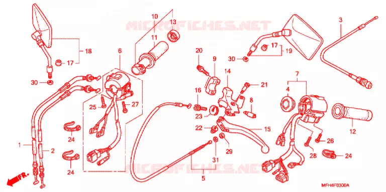 LEVIER DE GUIDON - CABLE - COMMODO Honda MOTO 600 SHADOW 2006  VT600C6