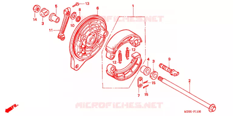 FLASQUE - MACHOIRES DE FREIN ARRIERE Honda MOTO 600 SHADOW 2001  VT600CD1