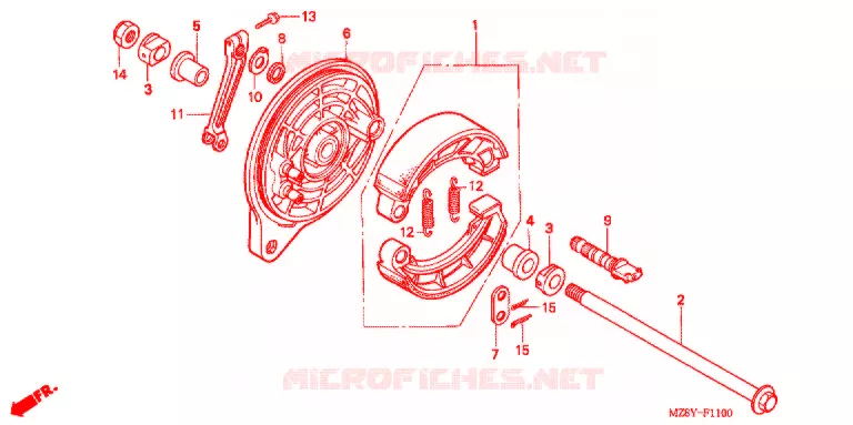 FLASQUE - MACHOIRES DE FREIN ARRIERE Honda MOTO 600 SHADOW 2001  VT600CD1
