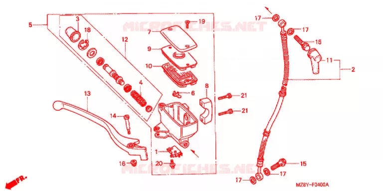 MAITRE CYLINDRE DE FREIN AVANT Honda MOTO 600 SHADOW 2001  VT600CD1