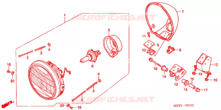 PHARE (VT600C1/C2/CD1) Honda MOTO 600 SHADOW 2001  VT600CD1