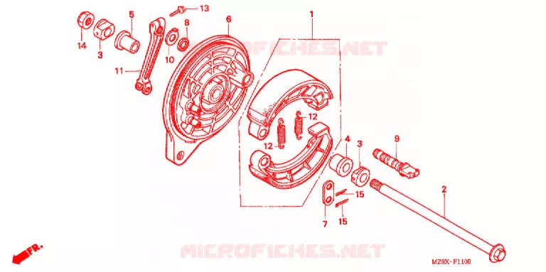 FLASQUE - MACHOIRES DE FREIN ARRIERE Honda MOTO 600 SHADOW 2000  VT600CD2Y
