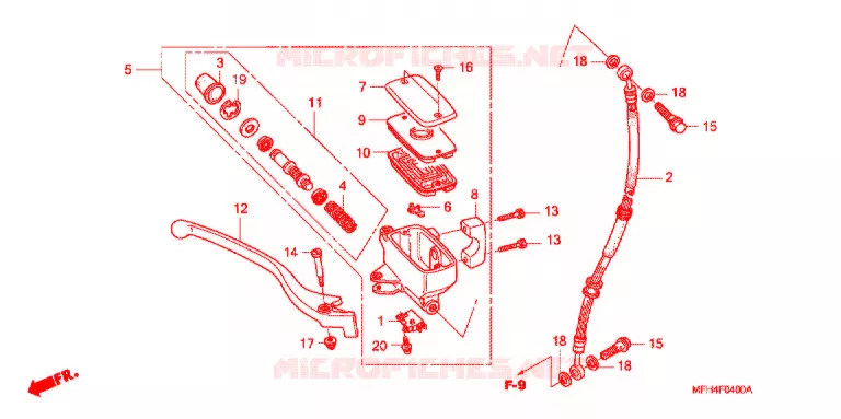 MAITRE CYLINDRE DE FREIN AVANT Honda MOTO 600 SHADOW 2006  VT600CD6