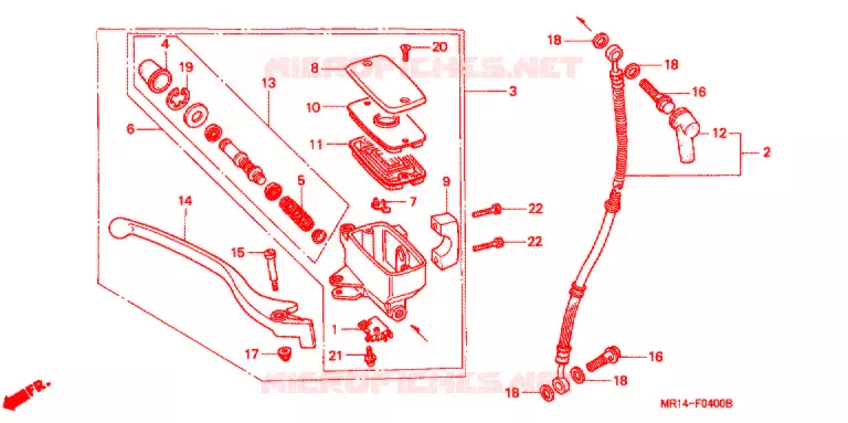 MAITRE CYLINDRE DE FREIN AVANT Honda MOTO 600 SHADOW 1994  VT600CDR