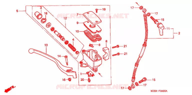 MAITRE CYLINDRE DE FREIN AVANT Honda MOTO 600 SHADOW 2000  VT600CDY