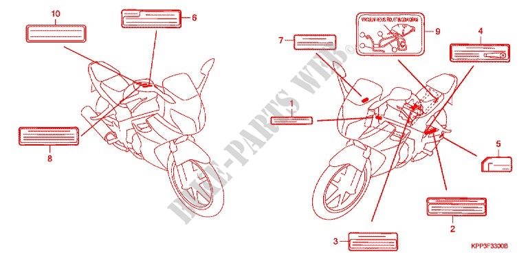 ETIQUETTE DE PRECAUTIONS (CBR150R3 7) pour Honda CBR 150 M de 2003