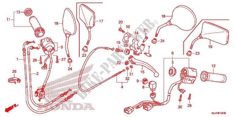 LEVIER DE GUIDON   CABLE   COMMODO pour Honda SHADOW VT 750 AERO de 2015