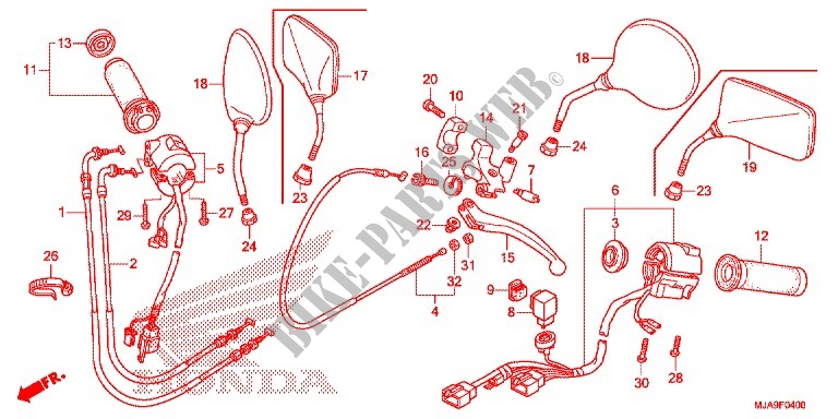 LEVIER DE GUIDON   CABLE   COMMODO pour Honda SHADOW VT 750 AERO de 2016