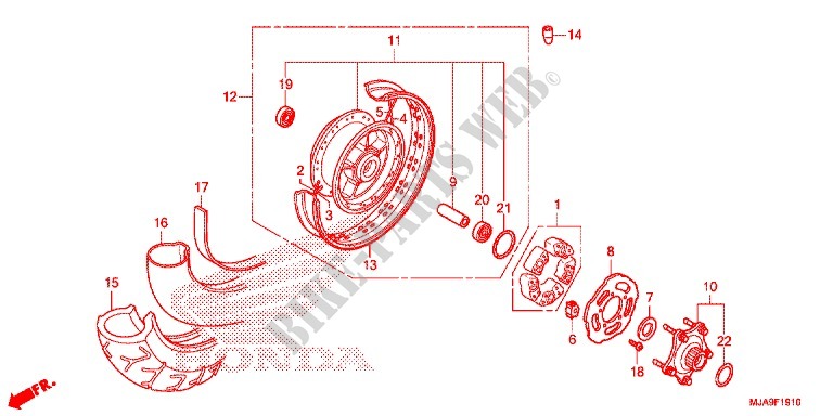ROUE ARRIERE (VT750C/C2B) pour Honda SHADOW VT 750 AERO de 2017