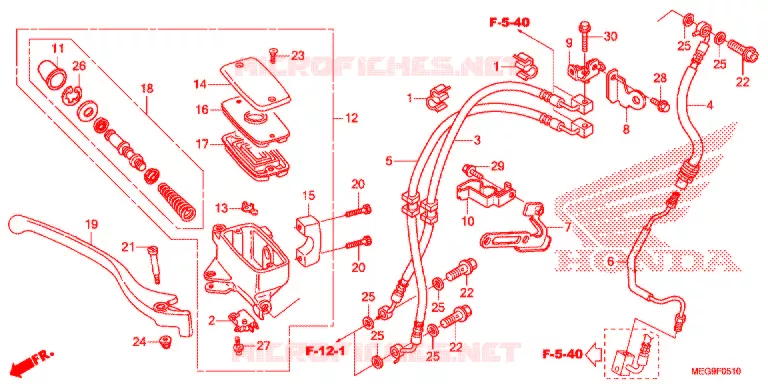 MAITRE CYLINDRE DE FREIN AVANT (VT750CS) Honda MOTO 750 SHADOW 2011  VT750CSB