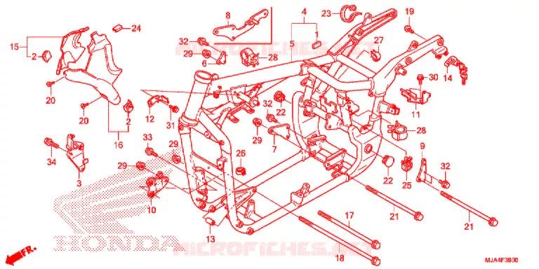 CADRE (VT750C/CA/CS/C2/C2F/C2B) Honda MOTO 750 SHADOW 2012  VT750CSC