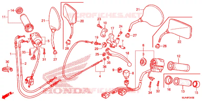 LEVIER DE GUIDON - CABLE - COMMODO Honda MOTO 750 SHADOW 2012  VT750CSC