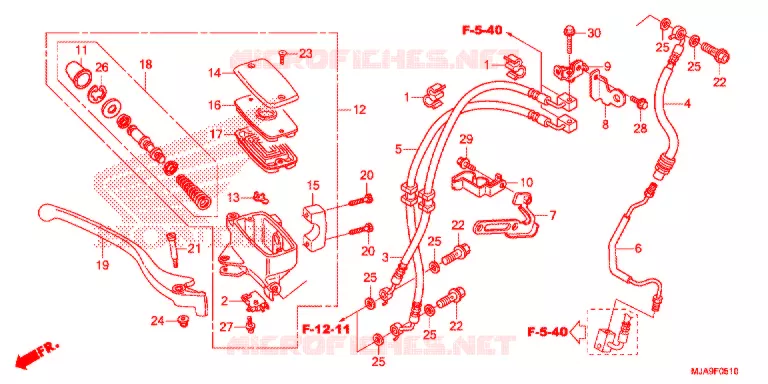 MAITRE CYLINDRE DE FREIN AVANT (VT750CS) Honda MOTO 750 SHADOW 2015  VT750CSF
