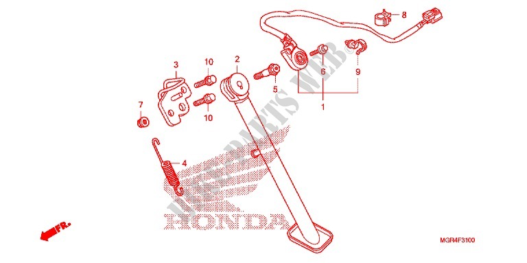 BEQUILLE LATERALE pour Honda SHADOW VT 750 RS de 2010