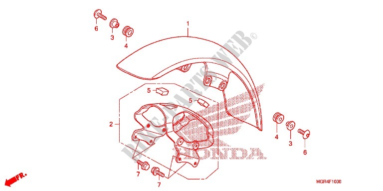 GARDE BOUE AVANT pour Honda SHADOW VT 750 RS de 2010