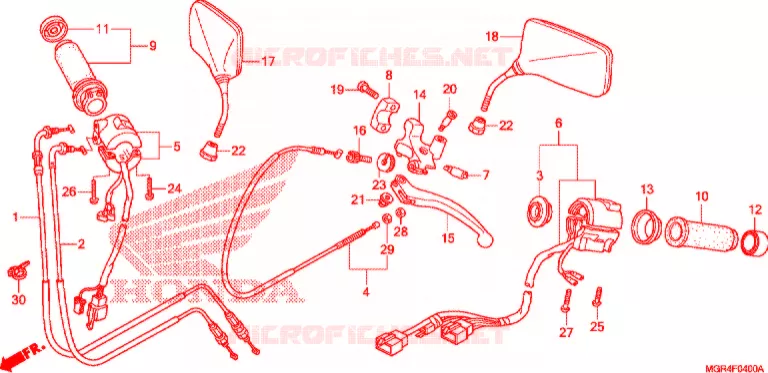 LEVIER DE GUIDON - CABLE - COMMODO Honda MOTO 750 SHADOW 2010  VT750SA_U