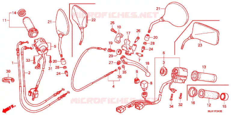 LEVIER DE GUIDON - CABLE - COMMODO Honda MOTO 750 VT 2012  VT750SC