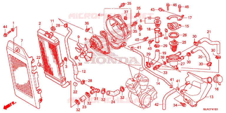 RADIATEUR (VT750CS/C2B/C2S/C) Honda MOTO 750 SHADOW 2016  VT750CSG