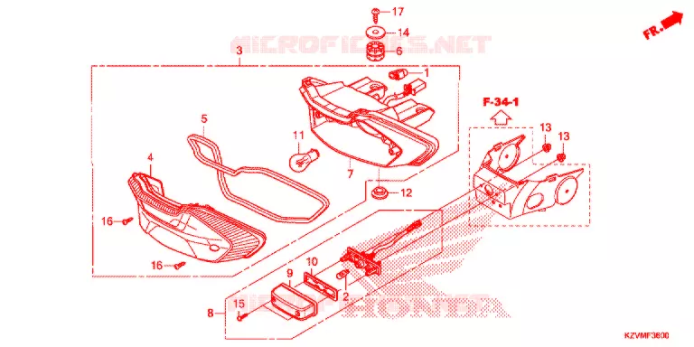 FEU ARRIERE (NBC110KDF/MDF/MCD) Honda MOTO 110 EX5 2017  NBC110MCDH