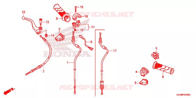 LEVIER DE GUIDON - CABLE - COMMODO Honda MOTO 110 EX5 2017  NBC110MDFH