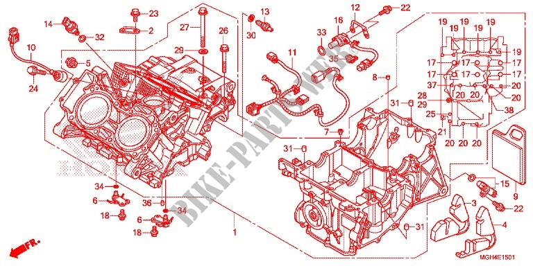 CARTER MOTEUR (VFR1200XD/XDA) pour Honda CROSSTOURER 1200 DCT ABS RED de 2017