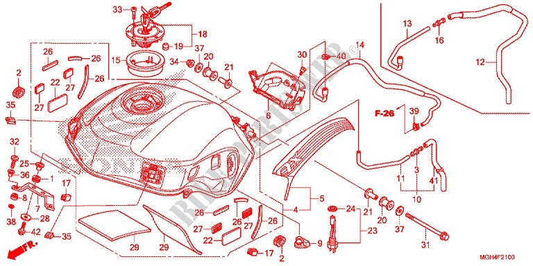 RESERVOIR A CARBURANT pour Honda CROSSTOURER 1200 DCT ABS RED de 2017