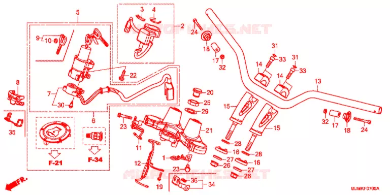 GUIDON - TE DE FOURCHE Honda MOTO 800 CROSSRUNNER 2018  VFR800XH_J
