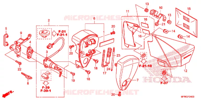 COUVERCLE LATERAL - OUTILS - CONTACTEUR A CLES Honda MOTO 1300 VT 2017  VT1300CXH_A