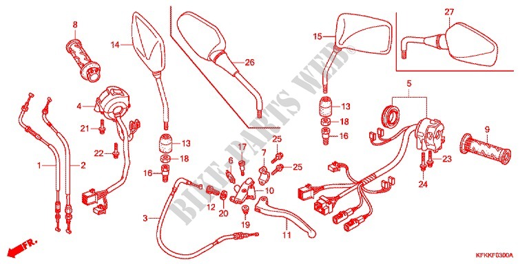 LEVIER DE GUIDON   CABLE   COMMODO (VTR250/L) pour Honda VTR 250 PGMFI de 2011
