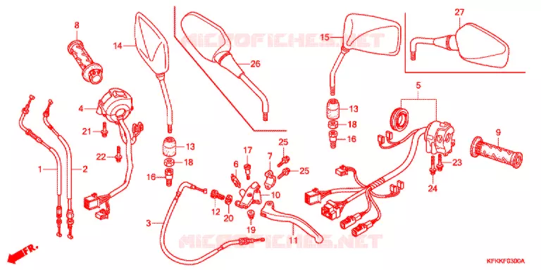LEVIER DE GUIDON - CABLE - COMMODO (VTR250/L) Honda MOTO 250 VTR 2011  VTR250B