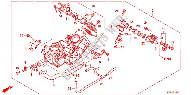 CORPS DE PAPILLON pour Honda VTR 250 FAIRING de 2013