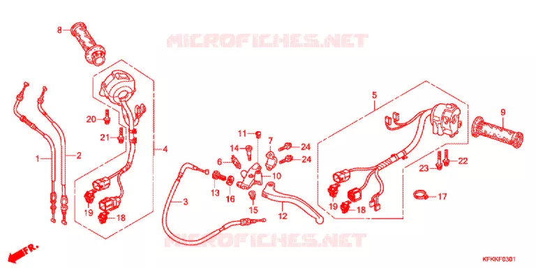 LEVIER DE GUIDON - CABLE - COMMODO (VTR250F) Honda MOTO 250 VTR 2014  VTR250FD