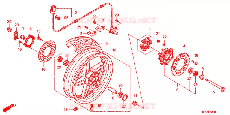 ROUE ARRIERE Honda MOTO 250 VTR 2014  VTR250FD