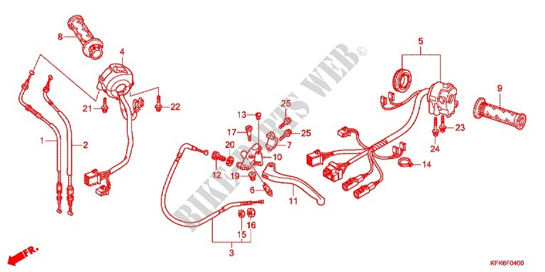 LEVIER DE GUIDON   CABLE   COMMODO pour Honda VTR 250 FAIRING de 2017