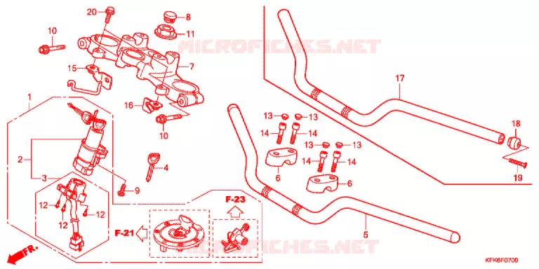 GUIDON - TE DE FOURCHE Honda MOTO 250 VTR 2017  VTR250H