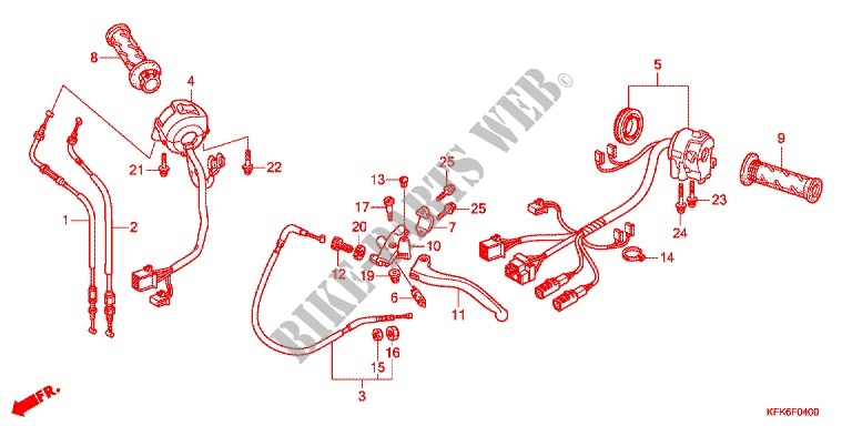 LEVIER DE GUIDON   CABLE   COMMODO pour Honda VTR 250 de 2017